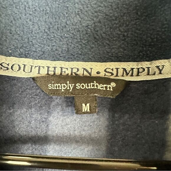 Simply Southern 1/4 Zip Women Size Medium Blue Plaid Fleece Cozy Fall Southern - Picture 2 of 3